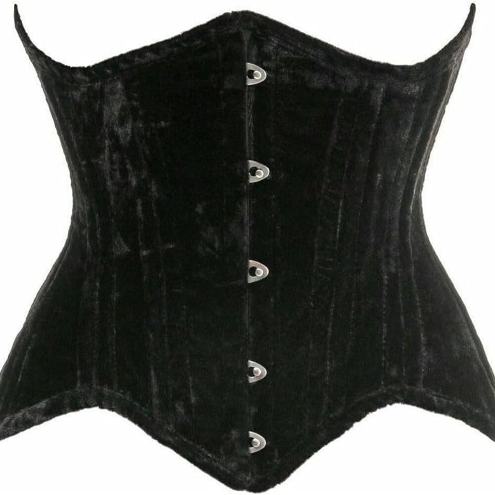 Daisy corsets Women's Black Velvet Double Steel Boned  - 6X